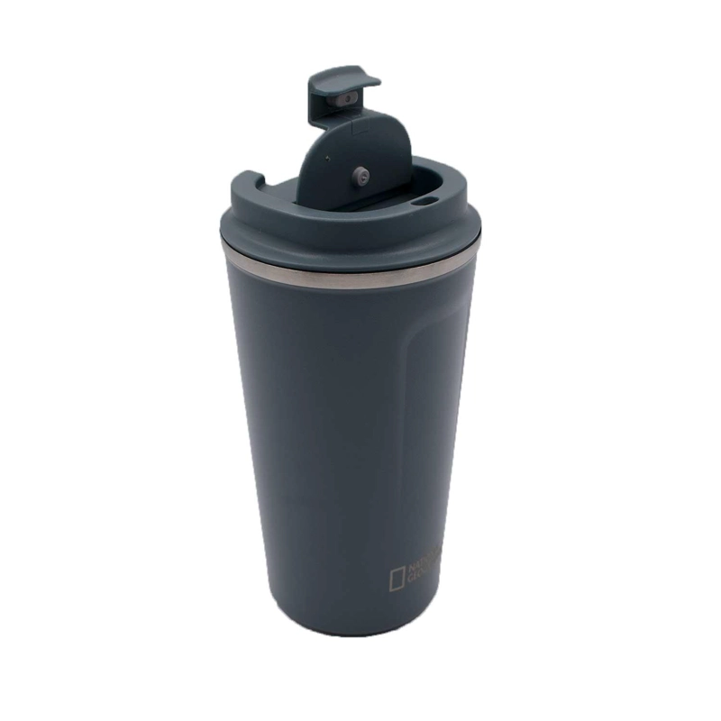 MUG ACERO INOXIDABLE TAPA FLIP ANTIDESLIZANTE 510ML GRIS - 9