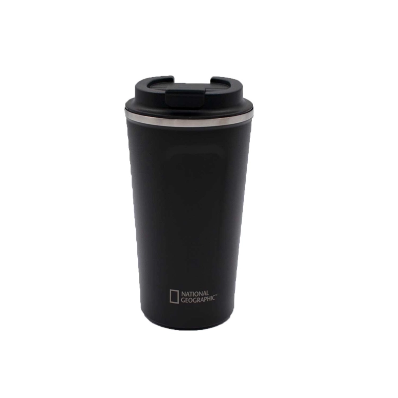 MUG ACERO INOXIDABLE TAPA FLIP ANTIDESLIZANTE 510ML NEGRO - 2