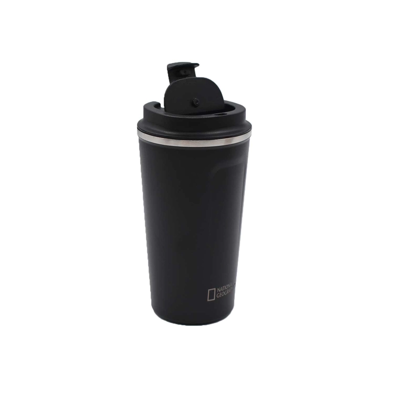 MUG ACERO INOXIDABLE TAPA FLIP ANTIDESLIZANTE 510ML NEGRO - 9