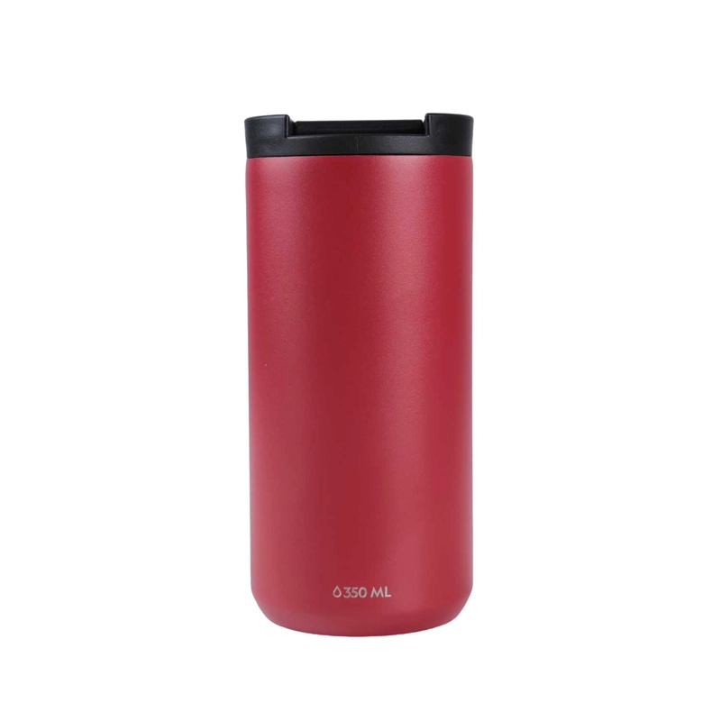 MUG ACERO INOXIDABLE TAPA FLIP ANTIDESLIZANTE 350ML ROJO - 2