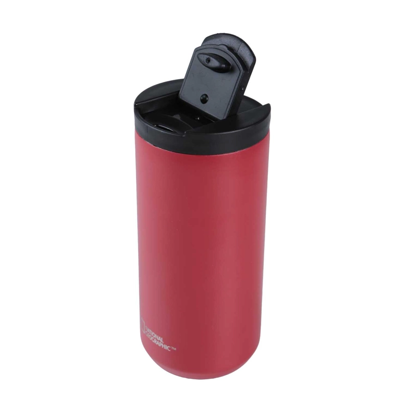 MUG ACERO INOXIDABLE TAPA FLIP ANTIDESLIZANTE 350ML ROJO - 3