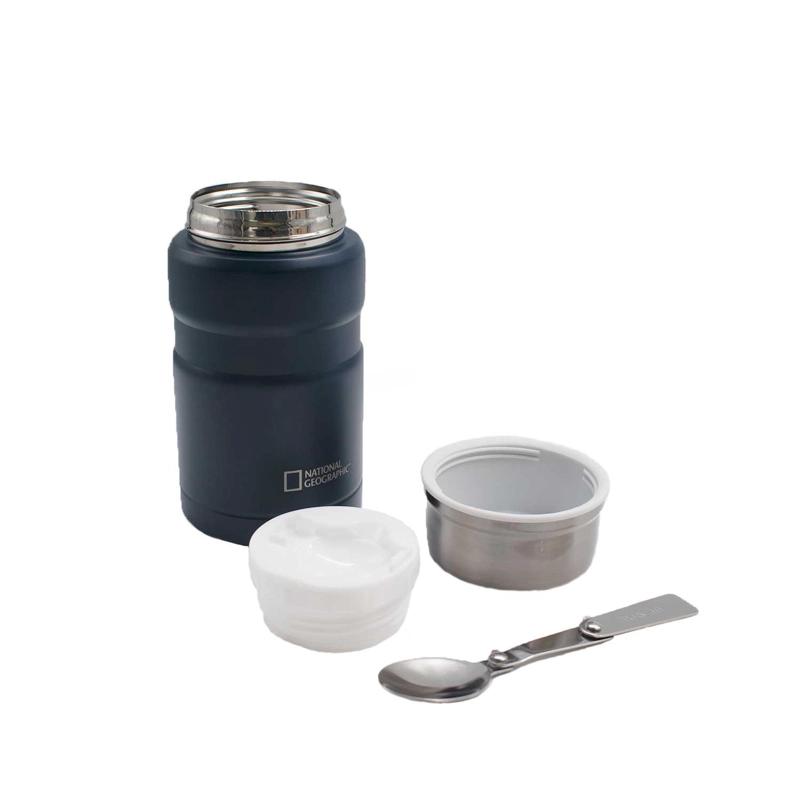 TERMO COMIDA ACERO INOXIDABLE 750ML CON CUBIERTOS AZUL - 2