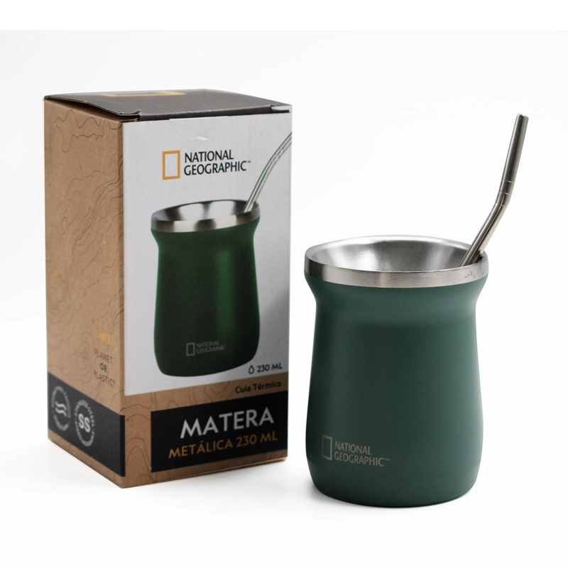 MATERA ACERO INOXIDABLE CON BOMBILLA 230ML VERDE - 1