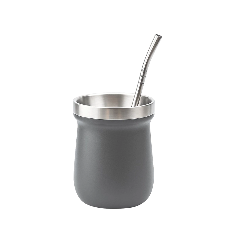 MATERA ACERO INOXIDABLE CON BOMBILLA 230ML GRIS - 2