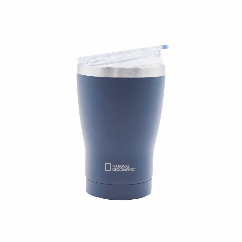 MUG ACERO INOXIDABLE TAPA TRANSPARENTE ROSCA 350ML GRIS - 3