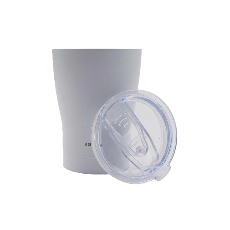 MUG ACERO INOXIDABLE TAPA TRANSPARENTE ROSCA 350ML BLANCO - 9