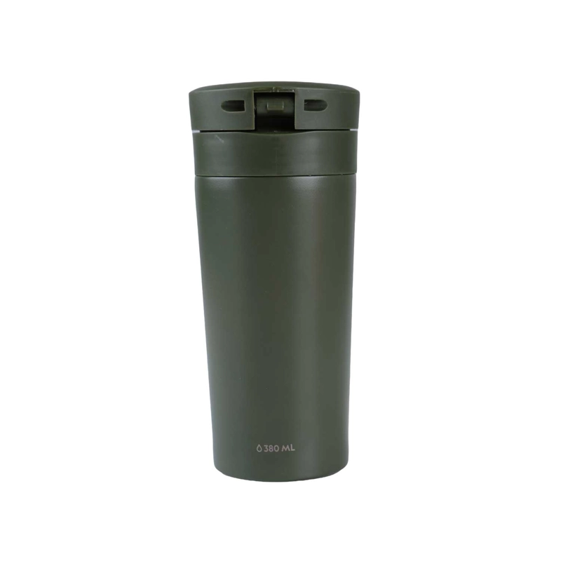 MUG ACERO INOXIDABLE TAPA CON PULSADOR Y ANTIDESLIZANTE 380ML VERDE - 2