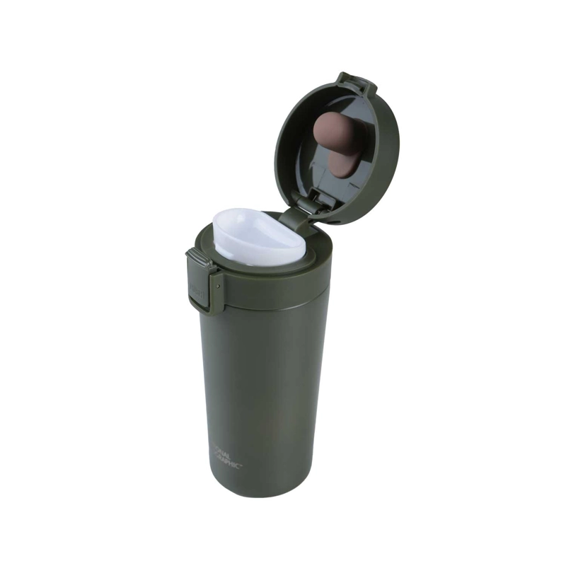 MUG ACERO INOXIDABLE TAPA CON PULSADOR Y ANTIDESLIZANTE 380ML VERDE - 3