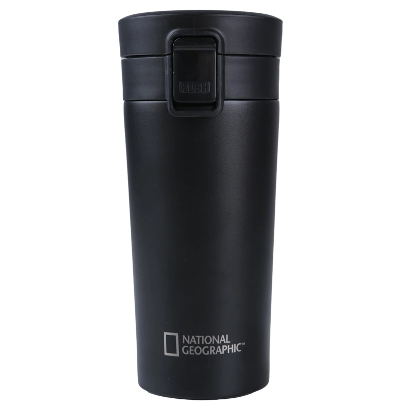 MUG ACERO INOXIDABLE TAPA CON PULSADOR Y ANTIDESLIZANTE 380ML NEGRO - 3