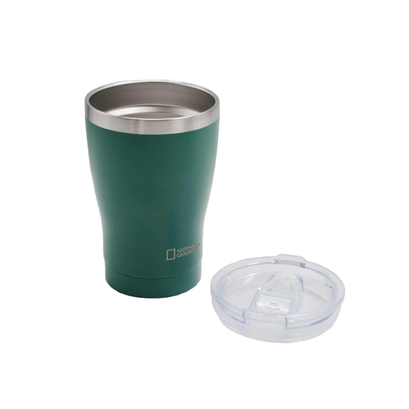 MUG ACERO INOXIDABLE TAPA TRANSPARENTE ROSCA 350ML VERDE - 4