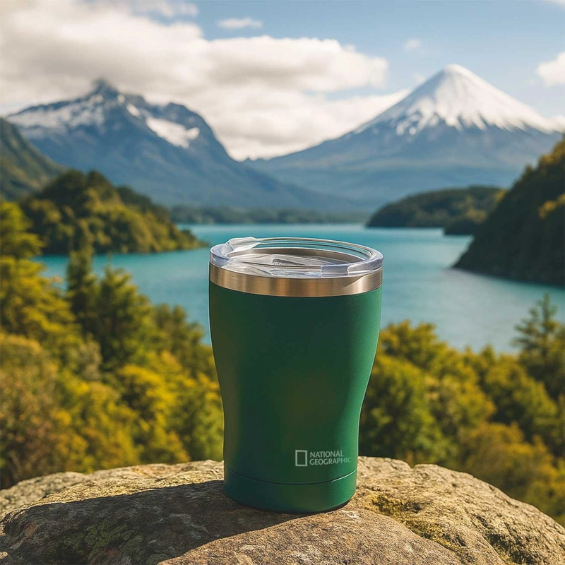 MUG ACERO INOXIDABLE TAPA TRANSPARENTE ROSCA 350ML VERDE - 7