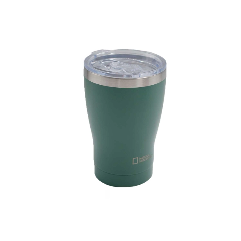 MUG ACERO INOXIDABLE TAPA TRANSPARENTE ROSCA 350ML VERDE - 9