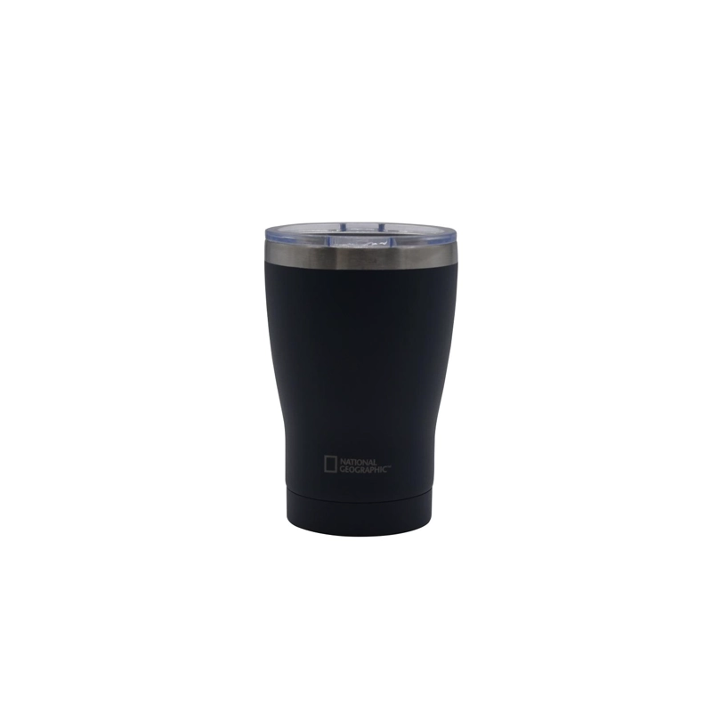 MUG ACERO INOXIDABLE TAPA TRANSPARENTE ROSCA 350ML NEGRO - 2