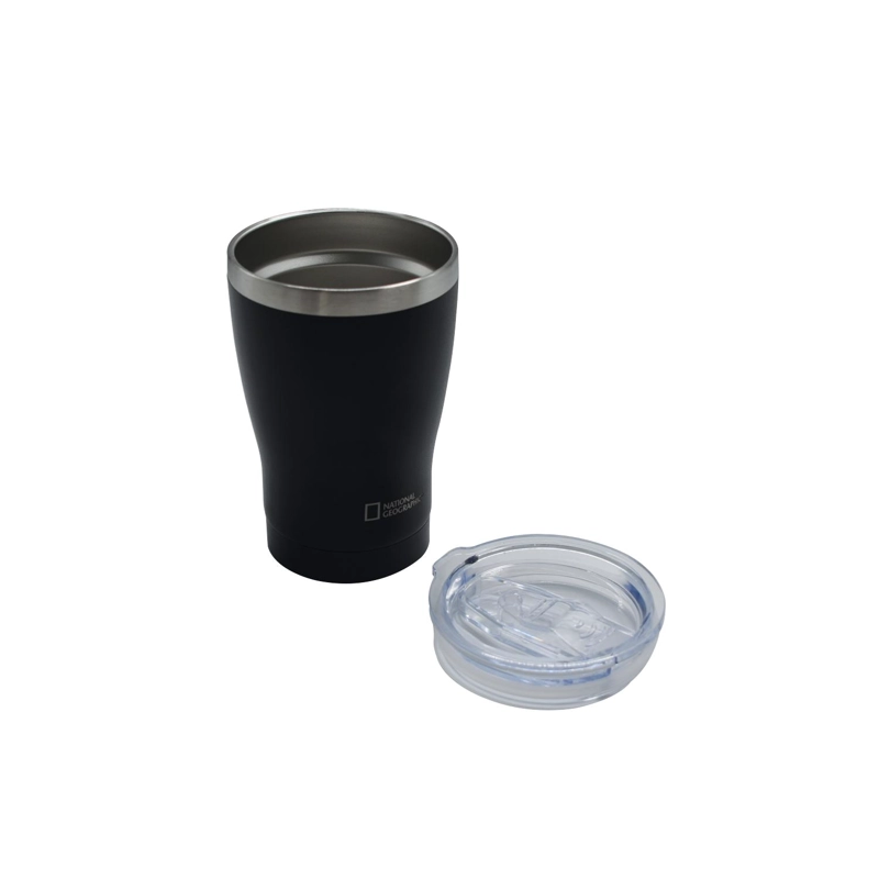 MUG ACERO INOXIDABLE TAPA TRANSPARENTE ROSCA 350ML NEGRO - 3