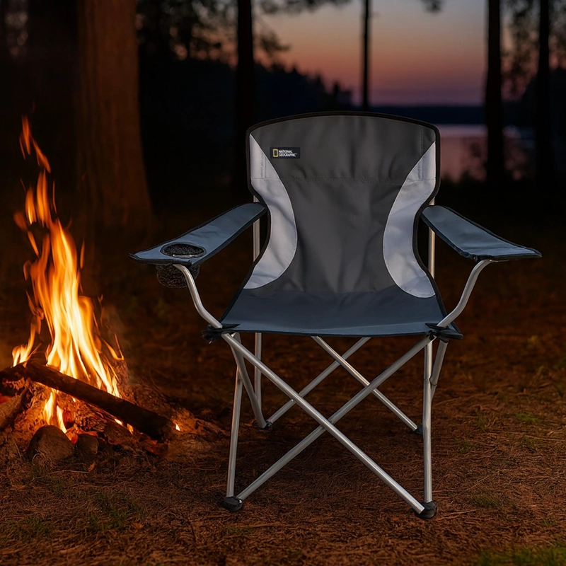 SILLA PLEGABLE CAMPING ACOLCHADA DENVER GRIS NAT GEO - 2