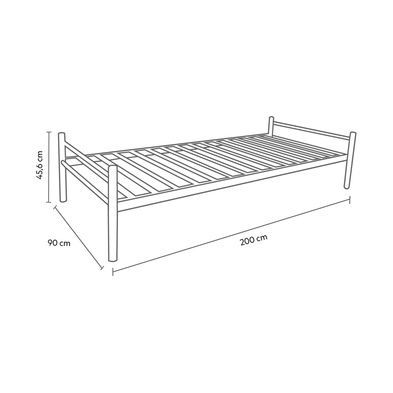 CAMA METALICA SINGLE 1 PLAZA 200X90X45,6CM GRIS AIRHOUSE - 2