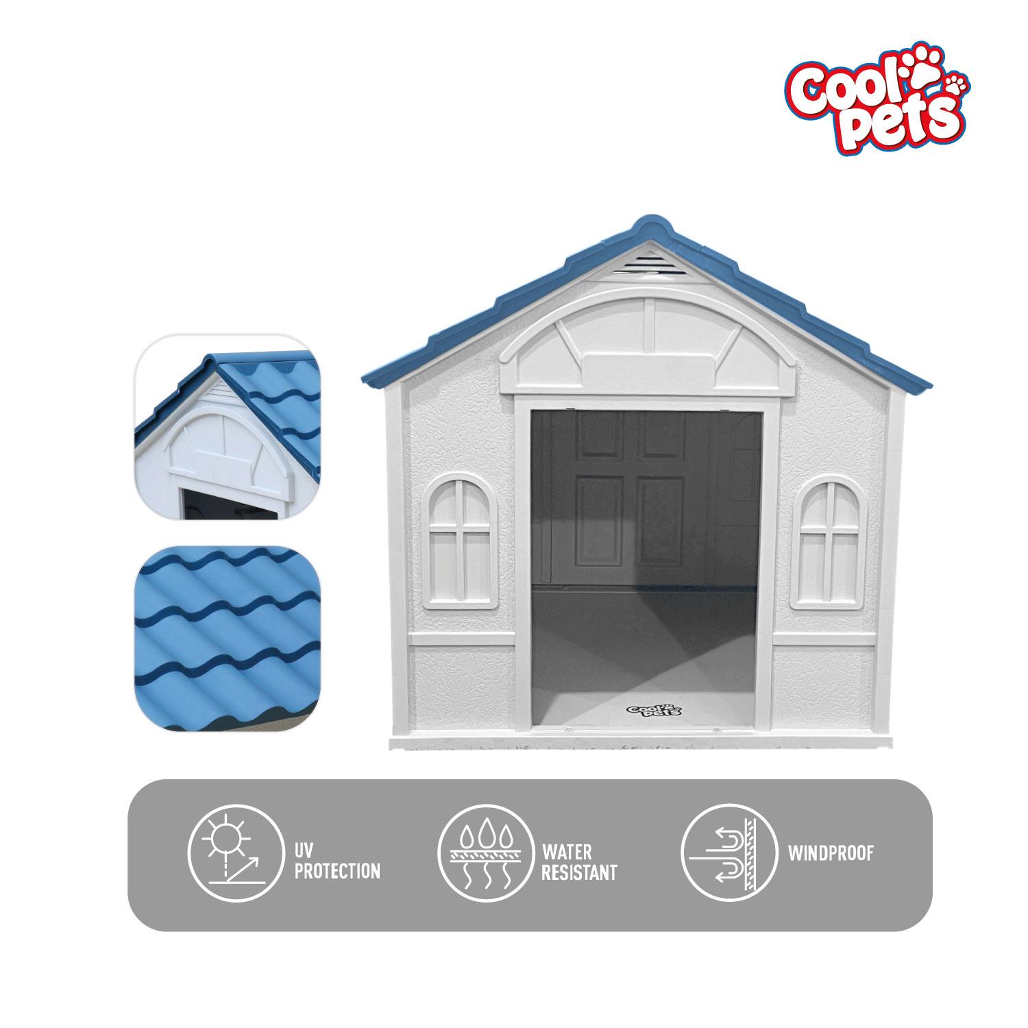 CASA PARA PERRO GRANDE COOL PETS 98X84X82CM TECHO AZUL - 6