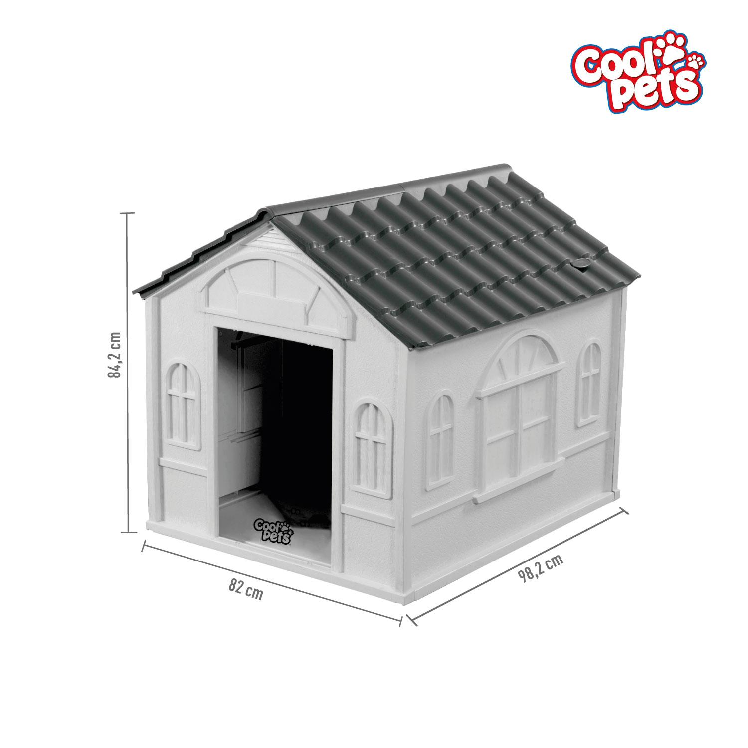 CASA PARA PERRO GRANDE COOL PETS 98X84X82CM TECHO GRIS - 7