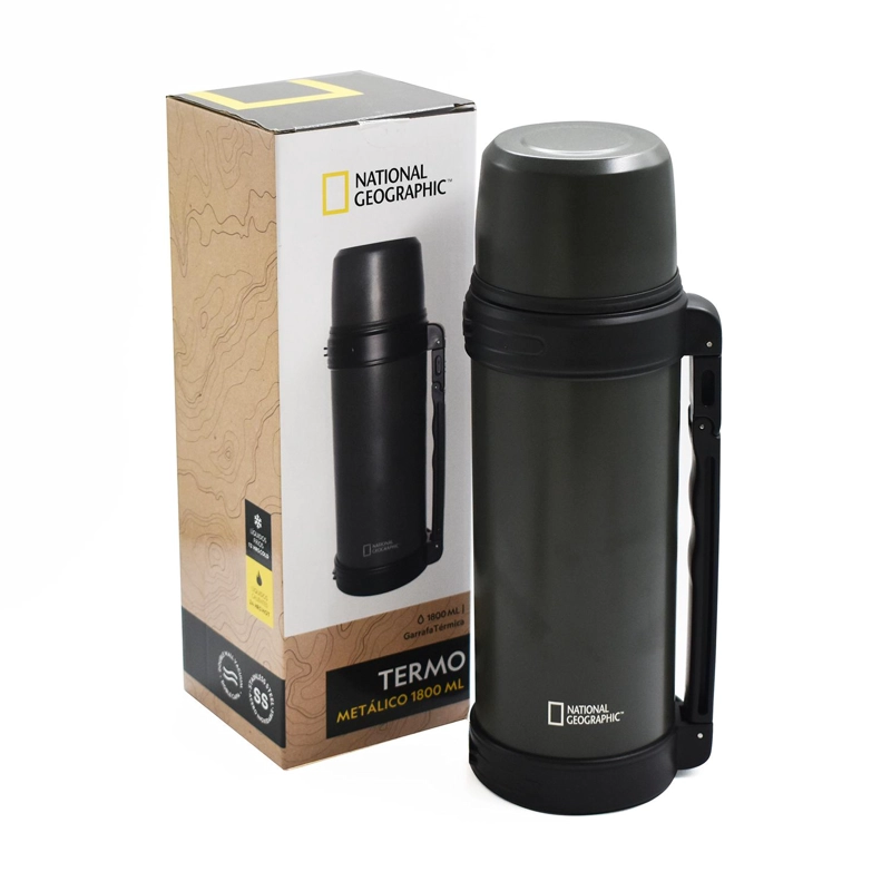 TERMO AGUA ACERO INOX MANGO MOVIBLE TAPA STOPPER 1.8L GRIS - 2