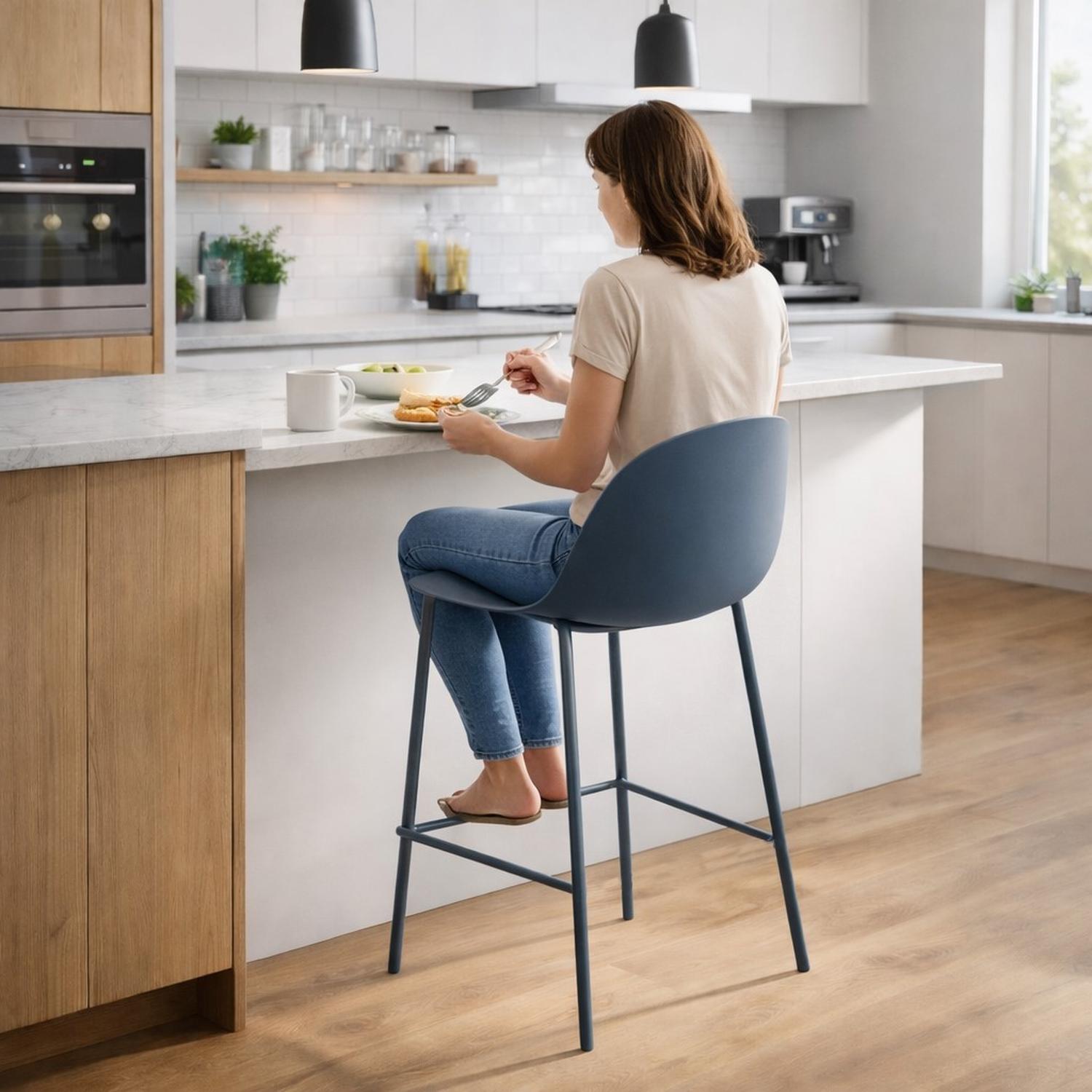 PISO TABURETE SILLA ALTA BAR COCINA EIRA 65 CM AZUL OSCURO - 7