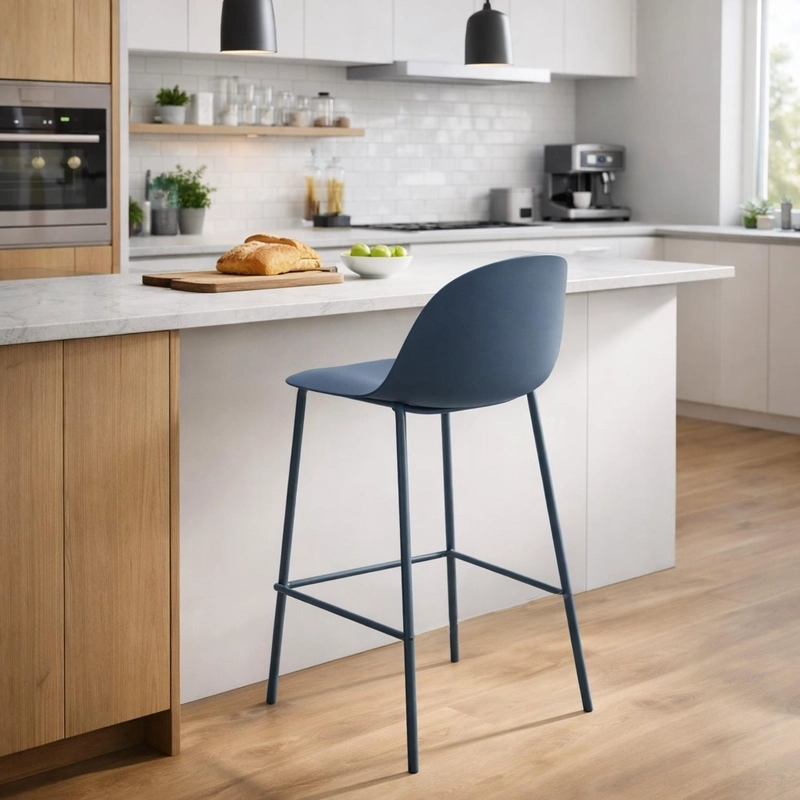 PISO TABURETE SILLA ALTA BAR COCINA EIRA 65 CM AZUL OSCURO - 8