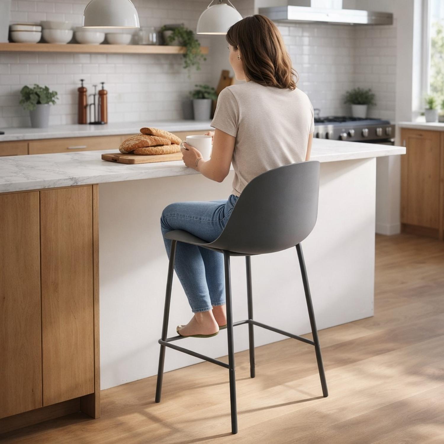 PISO TABURETE SILLA ALTA BAR COCINA EIRA 65CM GRIS - 8