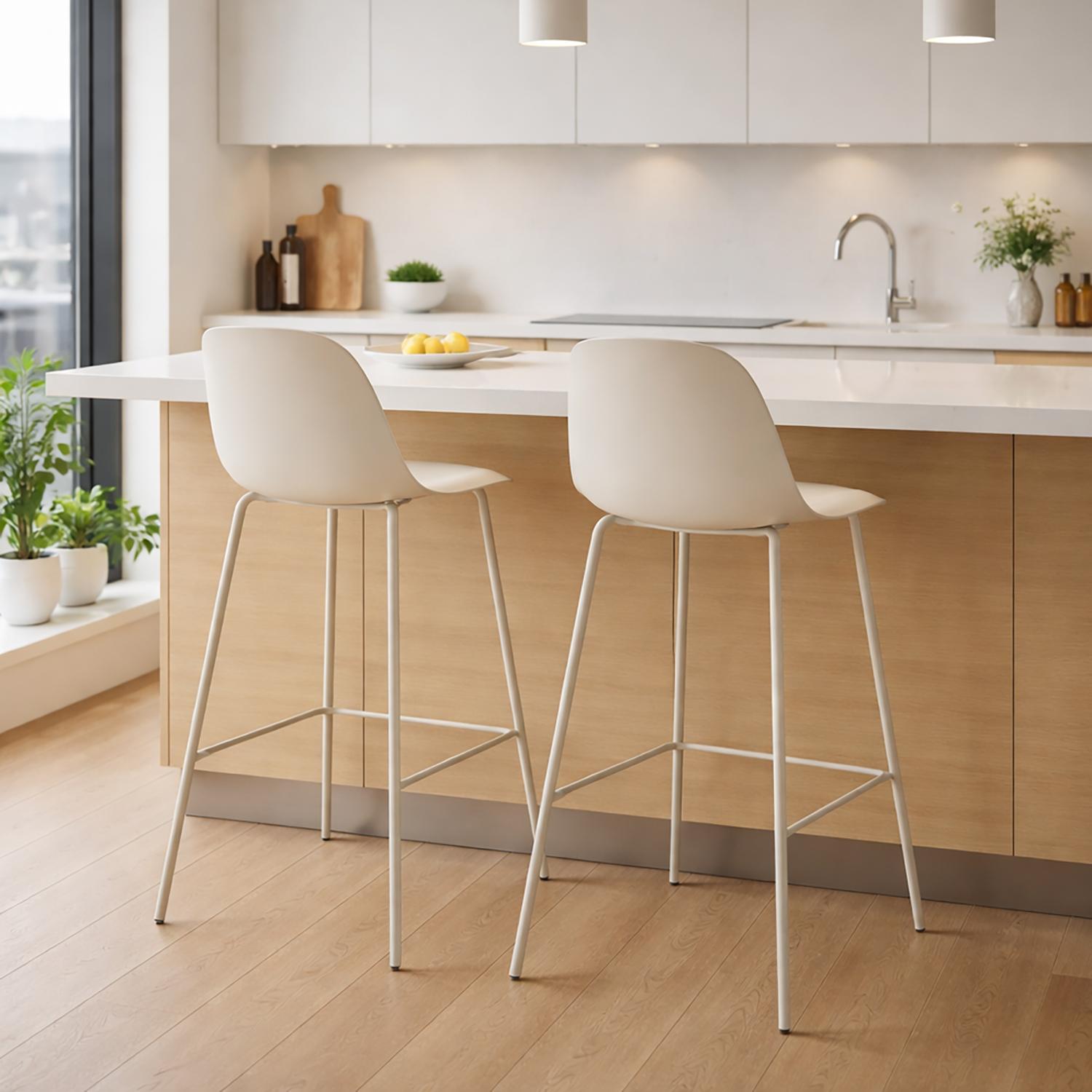 PISO TABURETE SILLA ALTA BAR COCINA EIRA 65 CM BEIGE - 7