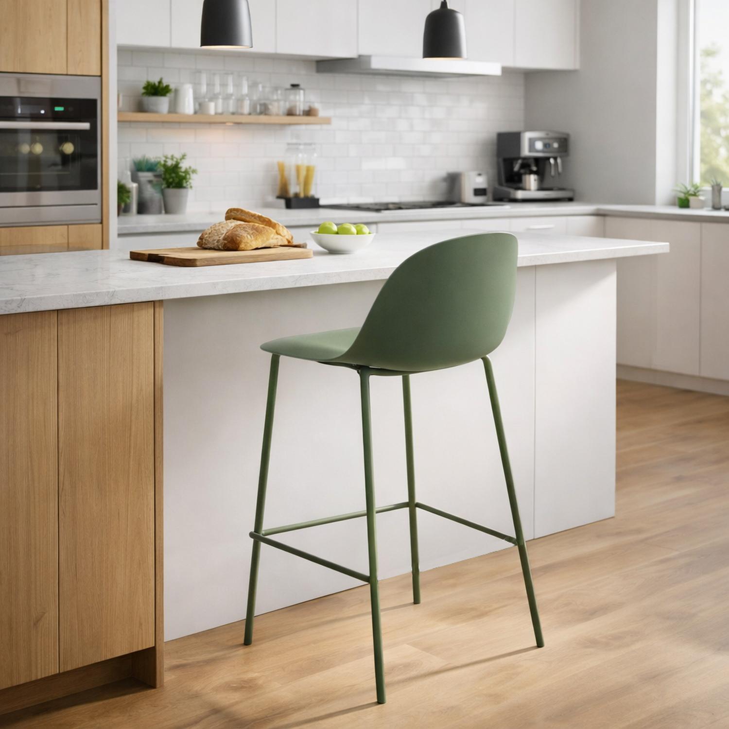 PISO TABURETE SILLA ALTA BAR COCINA EIRA 65 CM VERDE OSCURO - 8