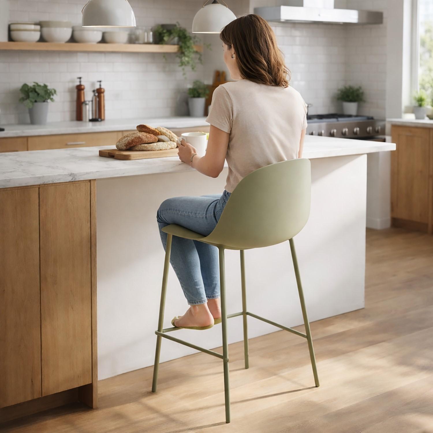 PISO TABURETE SILLA ALTA BAR COCINA EIRA 65CM VERDE - 7
