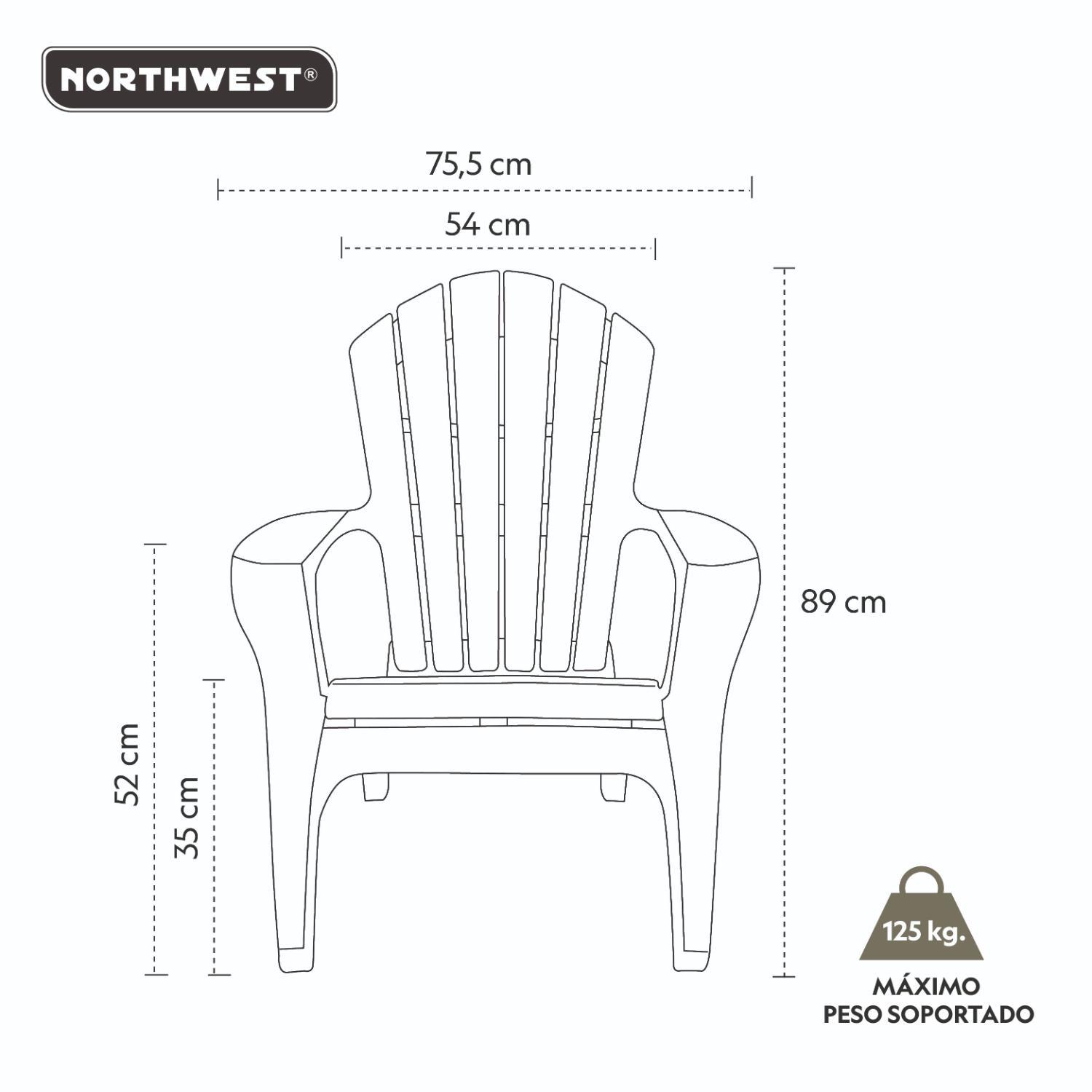 SILLA REPOSERA PLASTICA TERRAZA GRIS CLARO NORTHWEST - 6