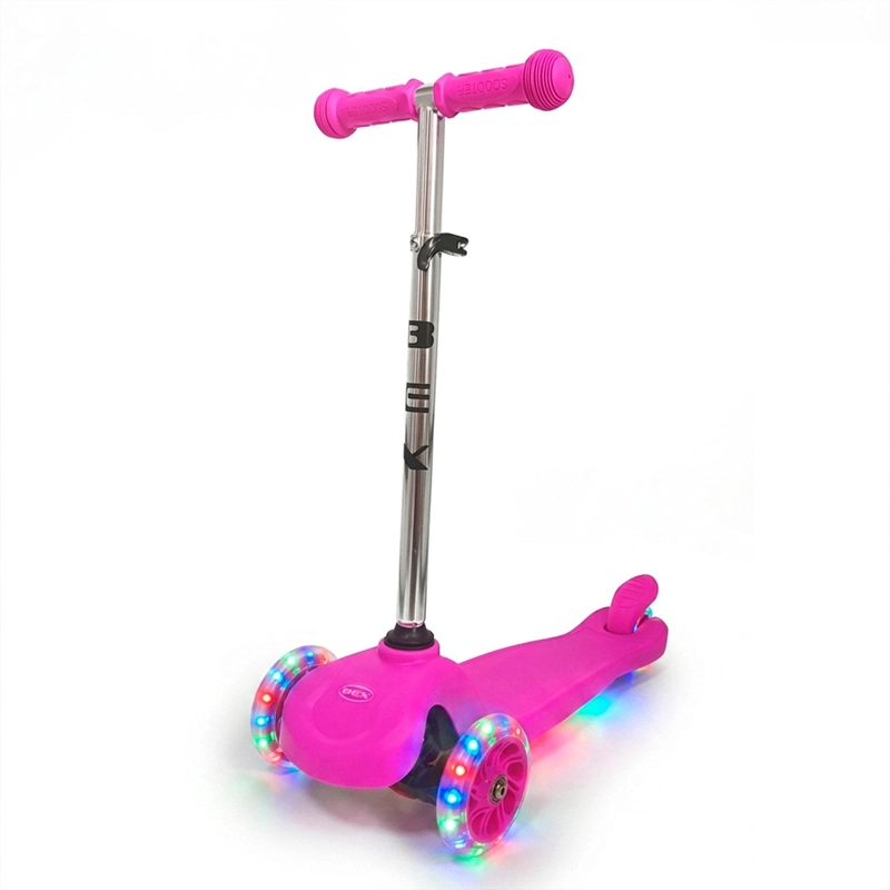 SCOOTER MONOPATIN 3 RUEDAS LUCES BARRA AJUSTABLE 70CM ROSA BEX - 1