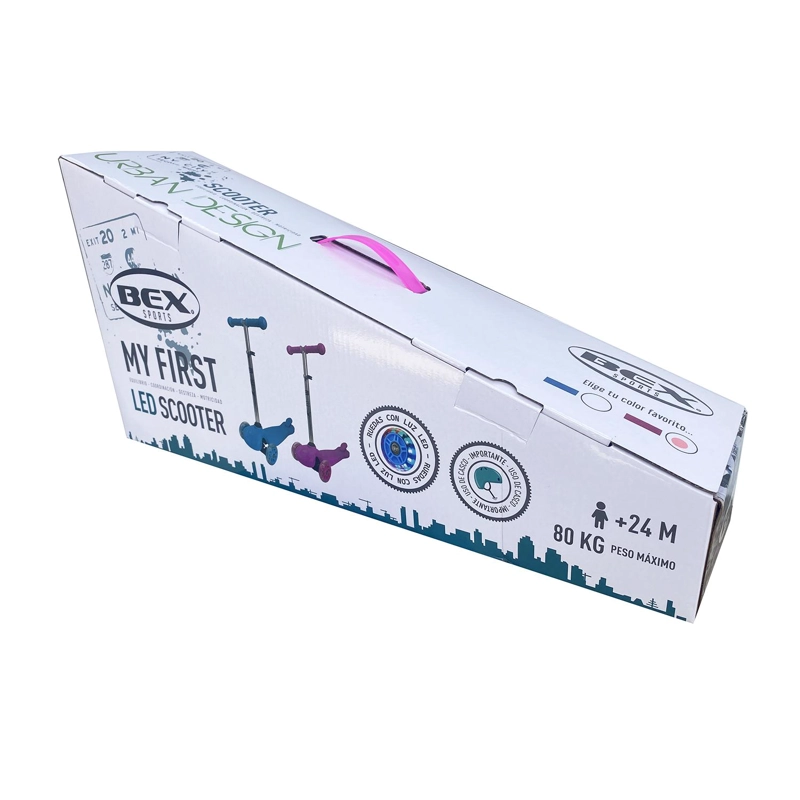 SCOOTER MONOPATIN 3 RUEDAS LUCES BARRA AJUSTABLE 70CM ROSA BEX - 9
