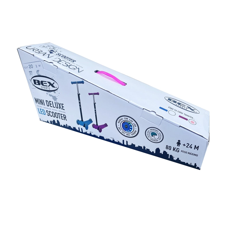 SCOOTER MONOPATIN 3 RUEDAS LUCES BARRA AJUSTABLE 86CM ROSA BEX - 7