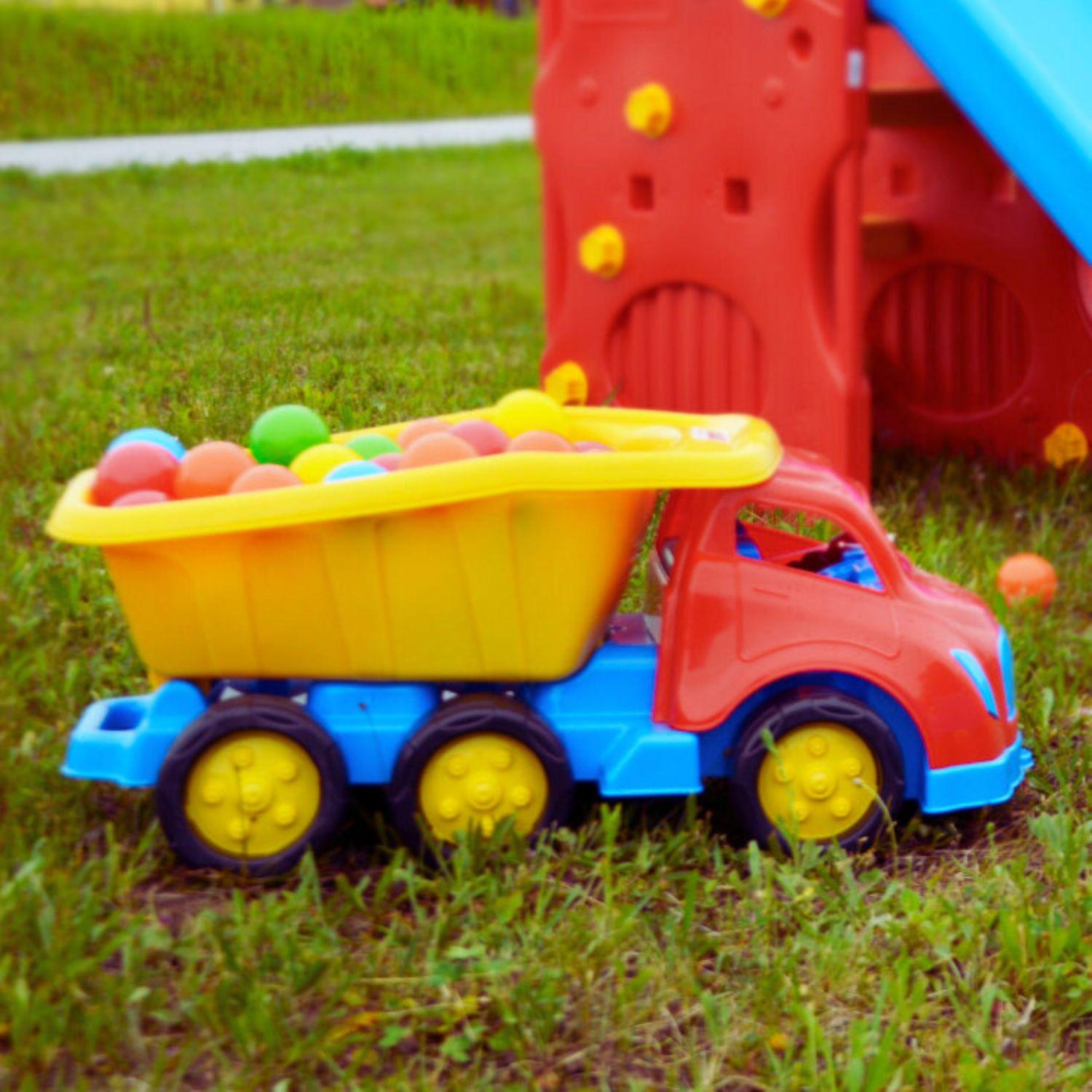 CAMION TOLVA JUGUETE ROJO AMARILLO 69CM DOLU - 2