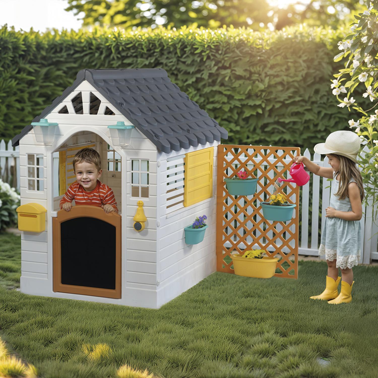 CASA DE JUEGO BLANCA GRIS CON VALLA 127 X140X107.5CM DOLU - 2