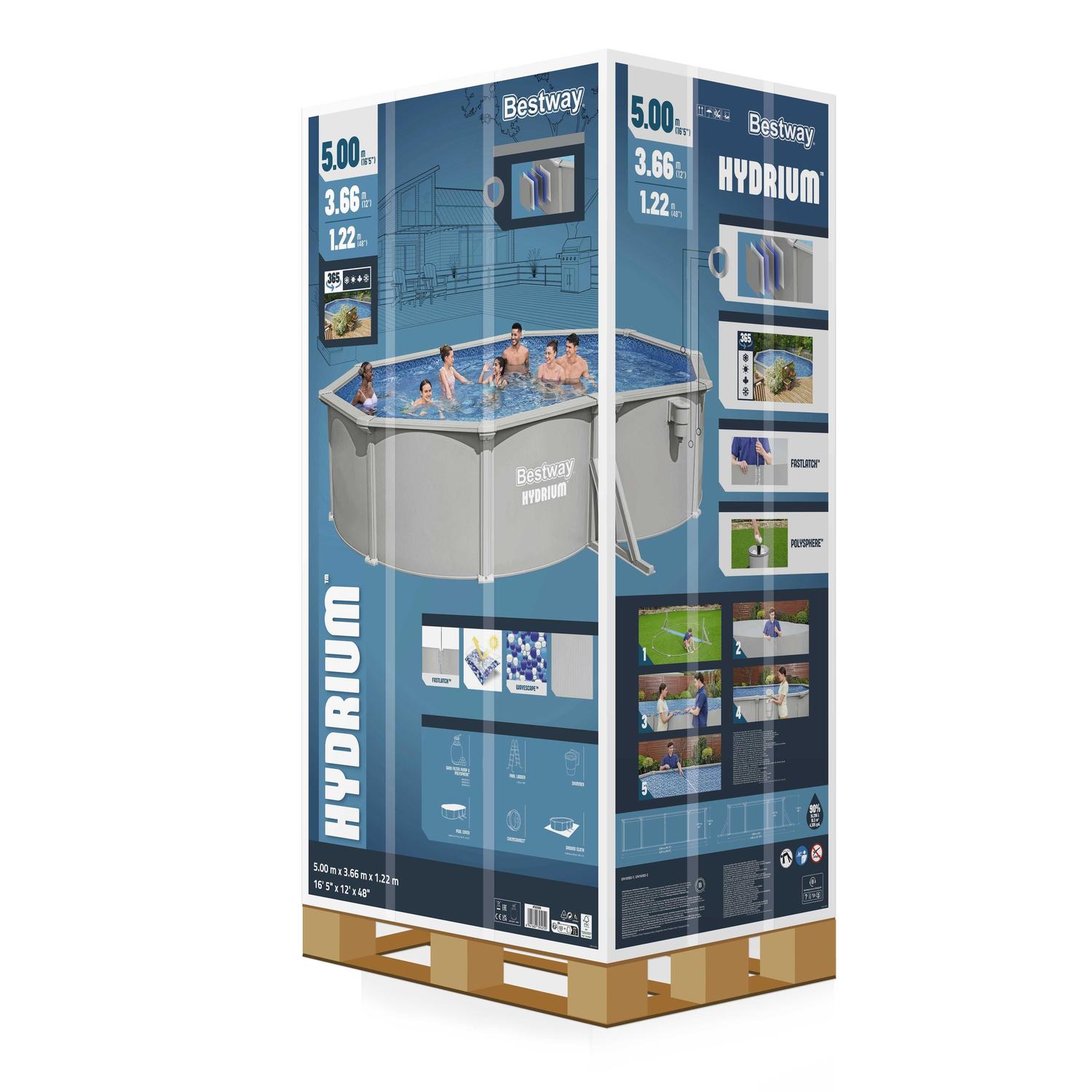 PISCINA BESTWAY OVALADA HYDRIUM FILTRO+ACCES 5.00X3.66X1.22M - 2