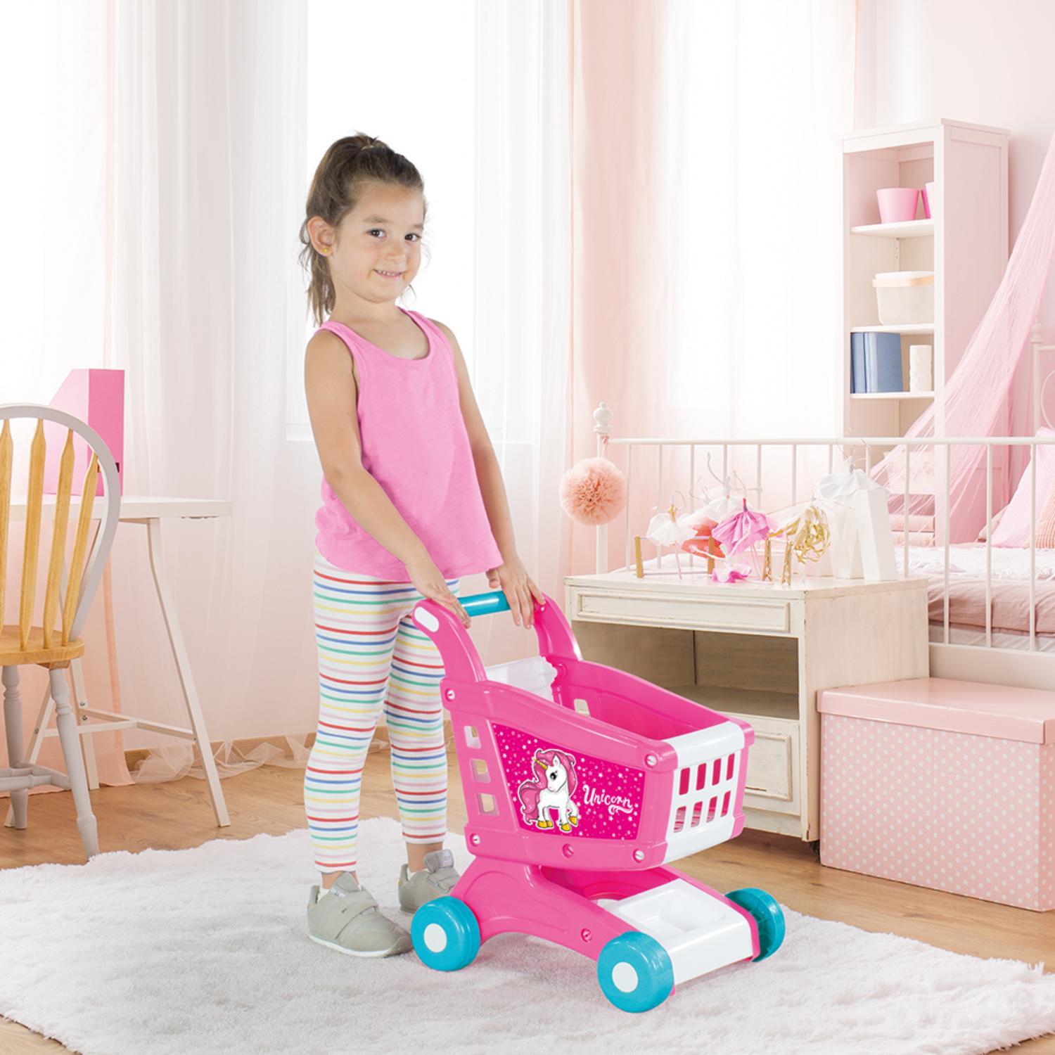 CARRITO COMPRA SUPERMERCADO JUGUETE UNICORNIO 48X30X40CM - 2