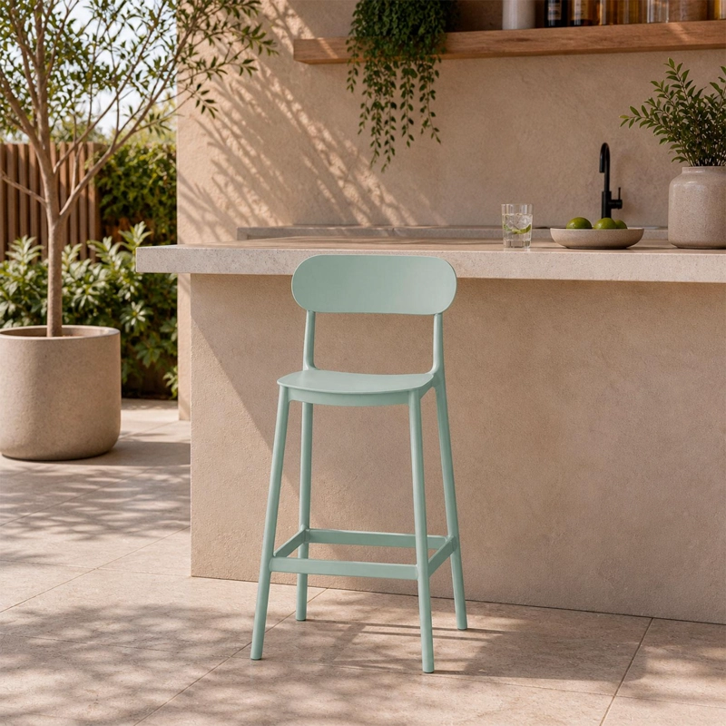 PISO TABURETE SILLA ALTA BAR COCINA OSLO 65CM GRIS VERDE - 2