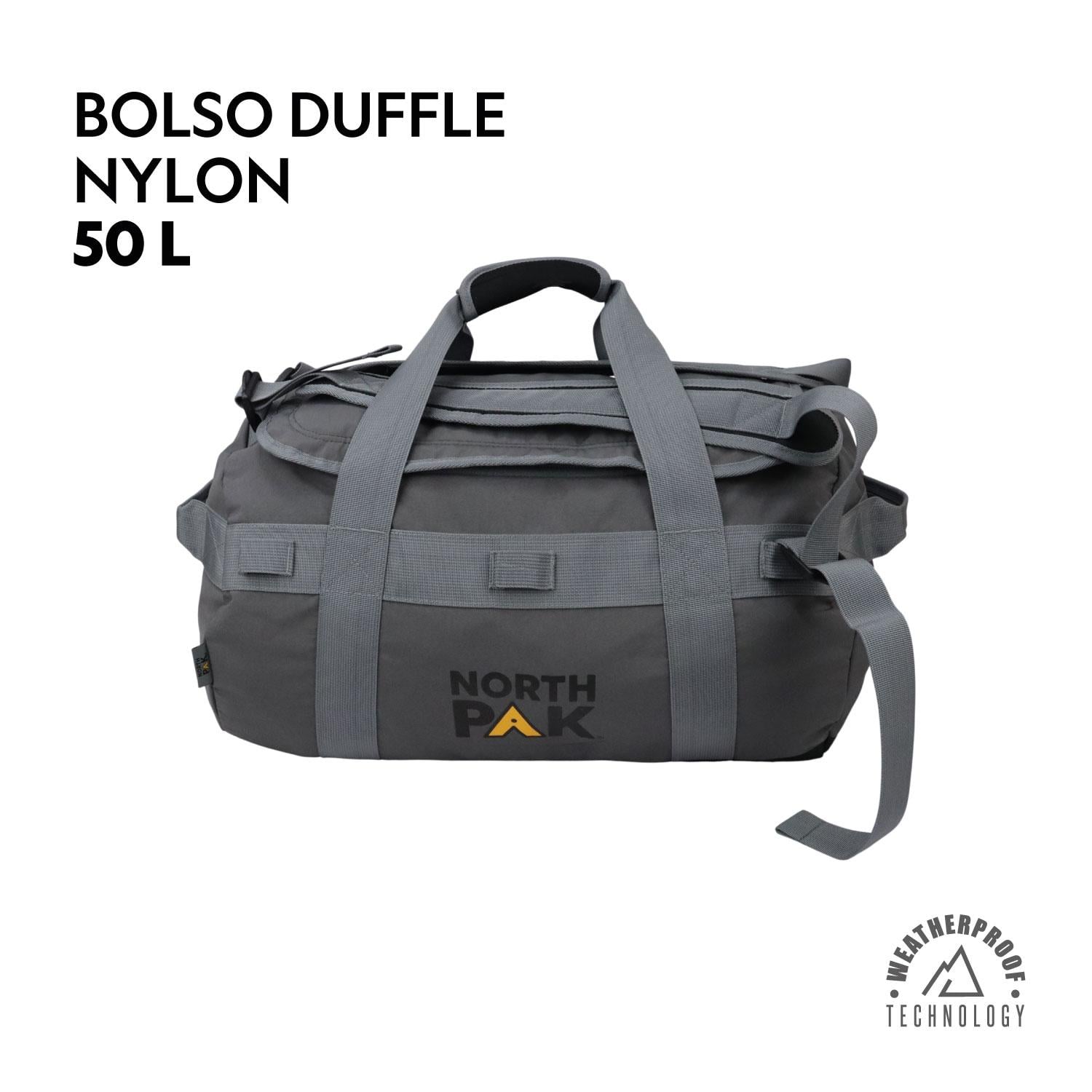 BOLSO MOCHILA VIAJE DUFFEL 50 L GRIS NORTH PAK - 2