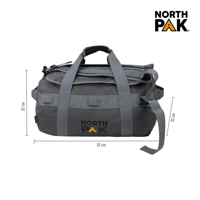 BOLSO MOCHILA VIAJE DUFFEL 50 L GRIS NORTH PAK - 3