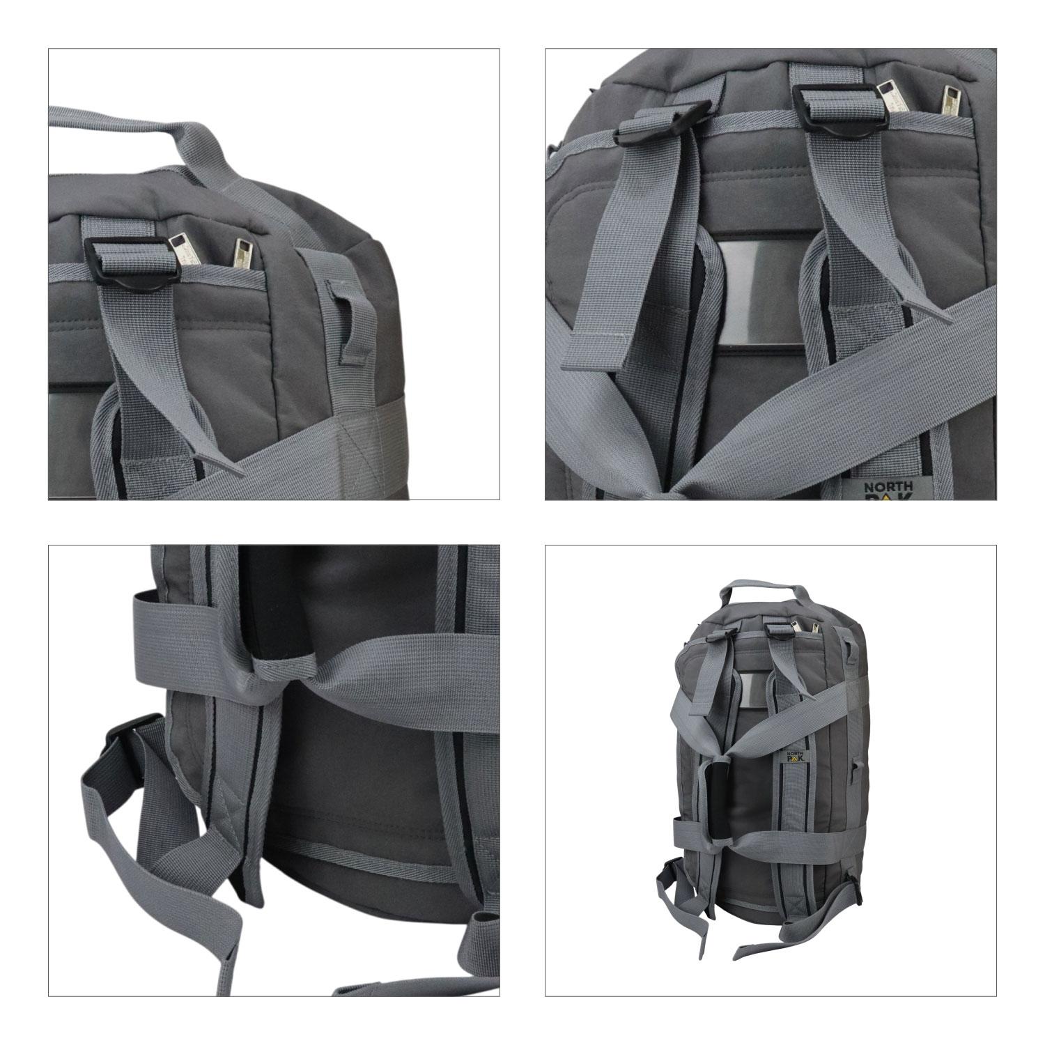 BOLSO MOCHILA VIAJE DUFFEL 50 L GRIS NORTH PAK - 4