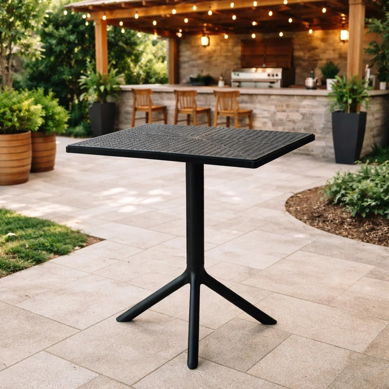 MESA COCINA TERRAZA JARDIN CUADRADA SANDER 76X60X60CM NEGRA - 4