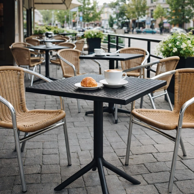 MESA COCINA TERRAZA JARDIN CUADRADA SANDER 76X60X60CM NEGRA - 5