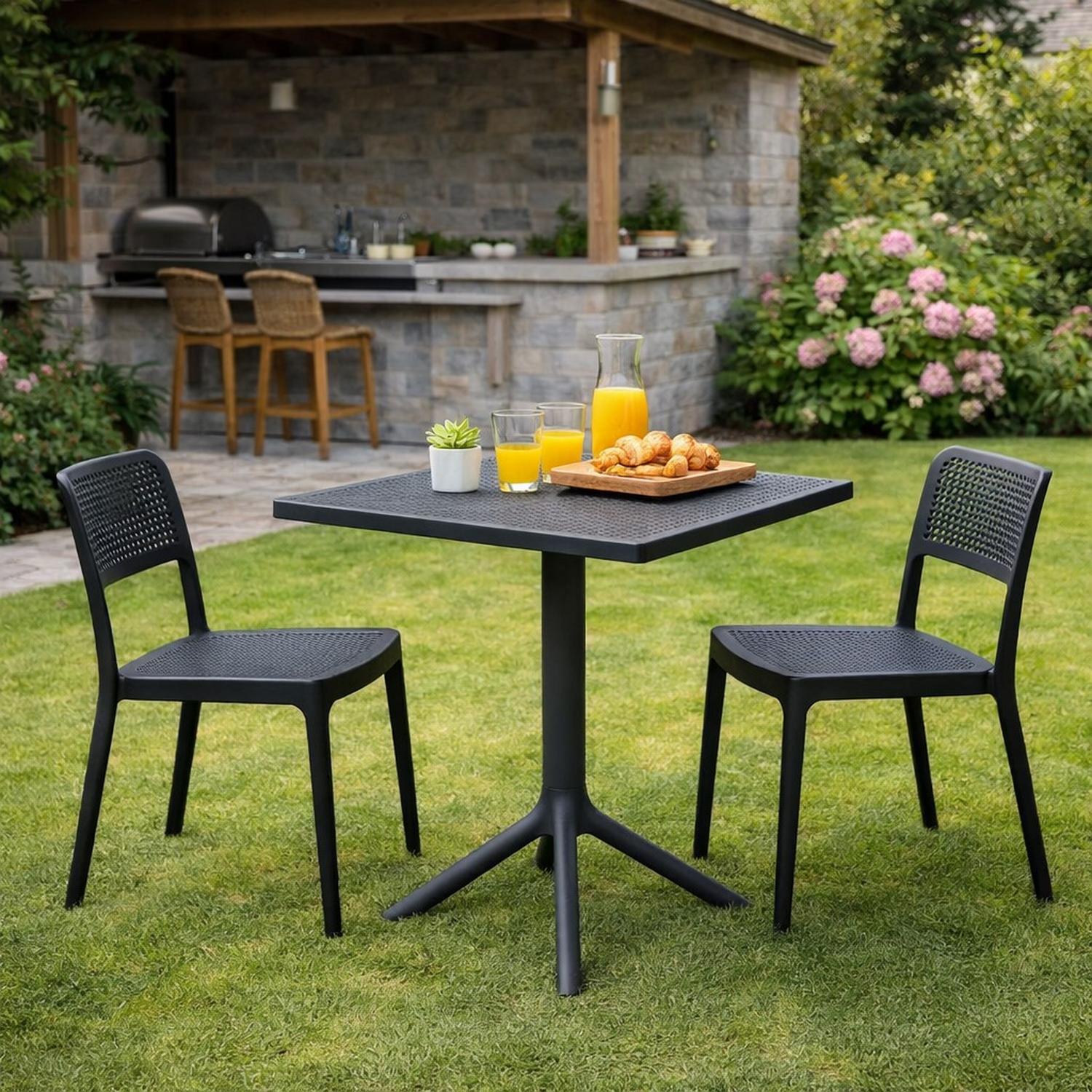 MESA COCINA TERRAZA JARDIN CUADRADA SANDER 76X60X60 GRIS - 5