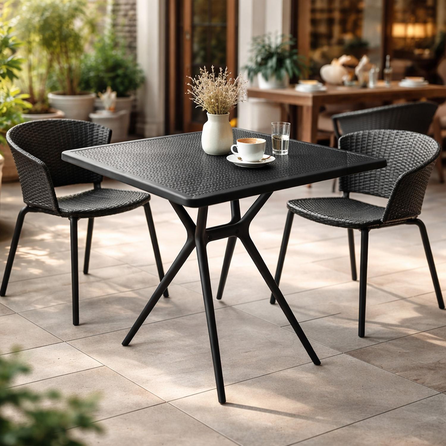 MESA COCINA TERRAZA JARDIN CUADRADA ELVAN 71X70X70 NEGRA - 4