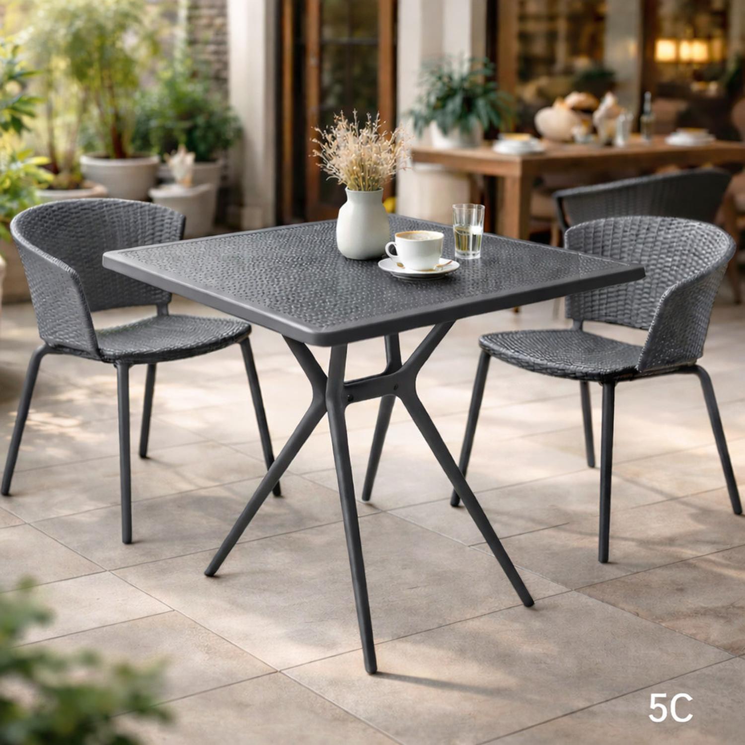MESA COCINA TERRAZA JARDIN CUADRADA ELVAN 71X70X70 GRIS - 4