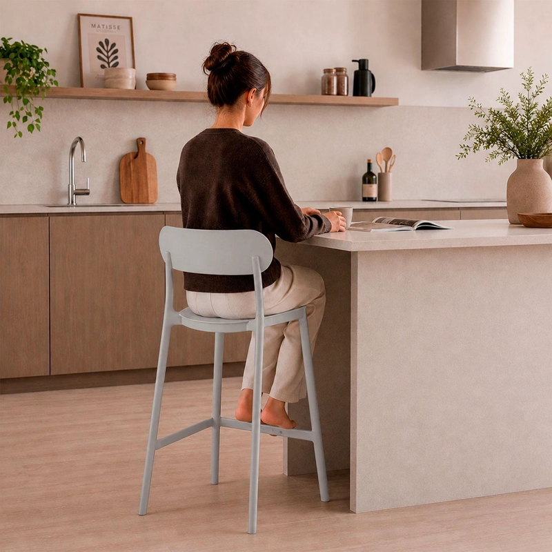 PISO TABURETE SILLA ALTA BAR COCINA OSLO 65CM GRIS - 7