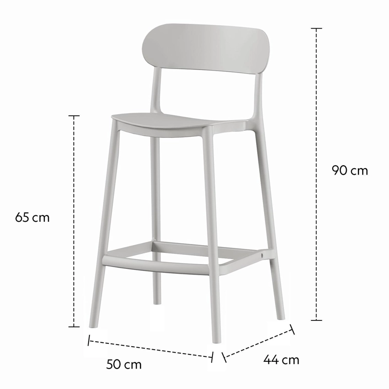 PISO TABURETE SILLA ALTA BAR COCINA OSLO 65CM GRIS CLARO - 4