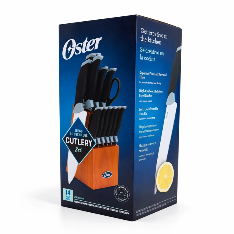 OSTER SET DE CUCHILLOS LINDBERGH ACERO 14 PIEZAS INOX NEGRO - 5