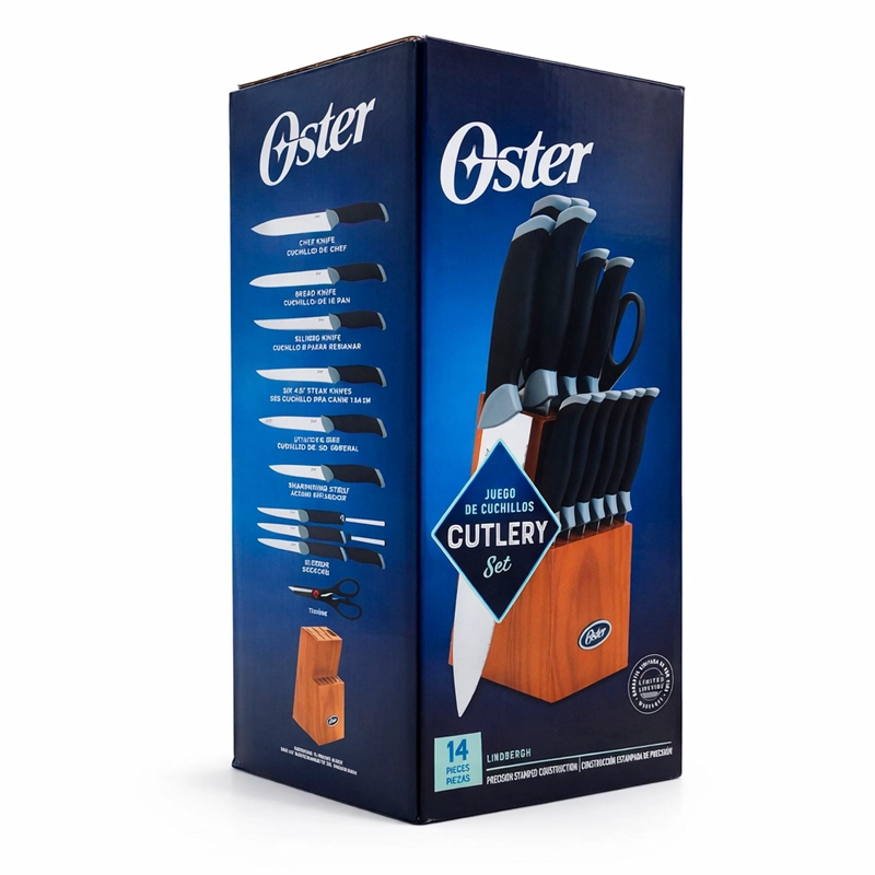OSTER SET DE CUCHILLOS LINDBERGH ACERO 14 PIEZAS INOX NEGRO - 8